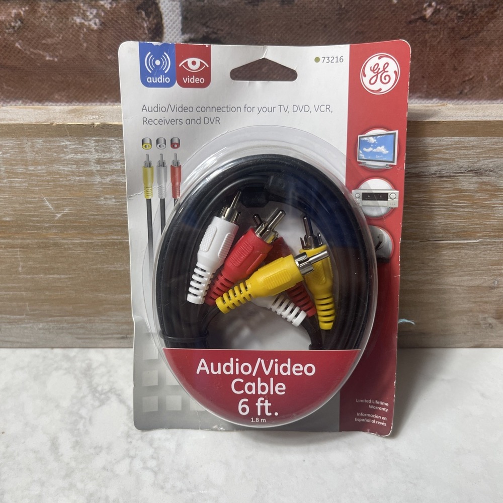 GE 6 ft Audio/Video Cable 3-Male RCA Shielded Multicolor